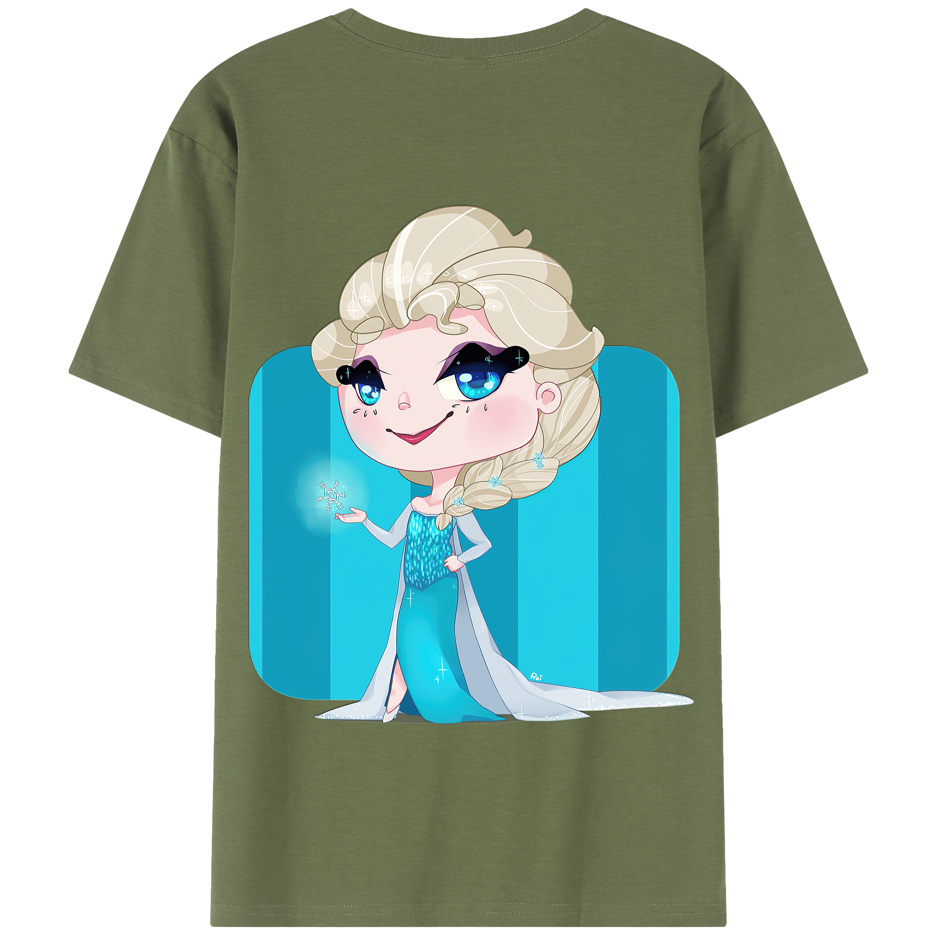 （画像用） アナと雪の女王 アンナ エルサ Frozen Anna Elsa 綿100％半袖Tシャツ（背面プリント）